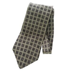 Bill Blass Necktie‎ Olive Green Geometric Pattern Classic Menswear Silk Tie